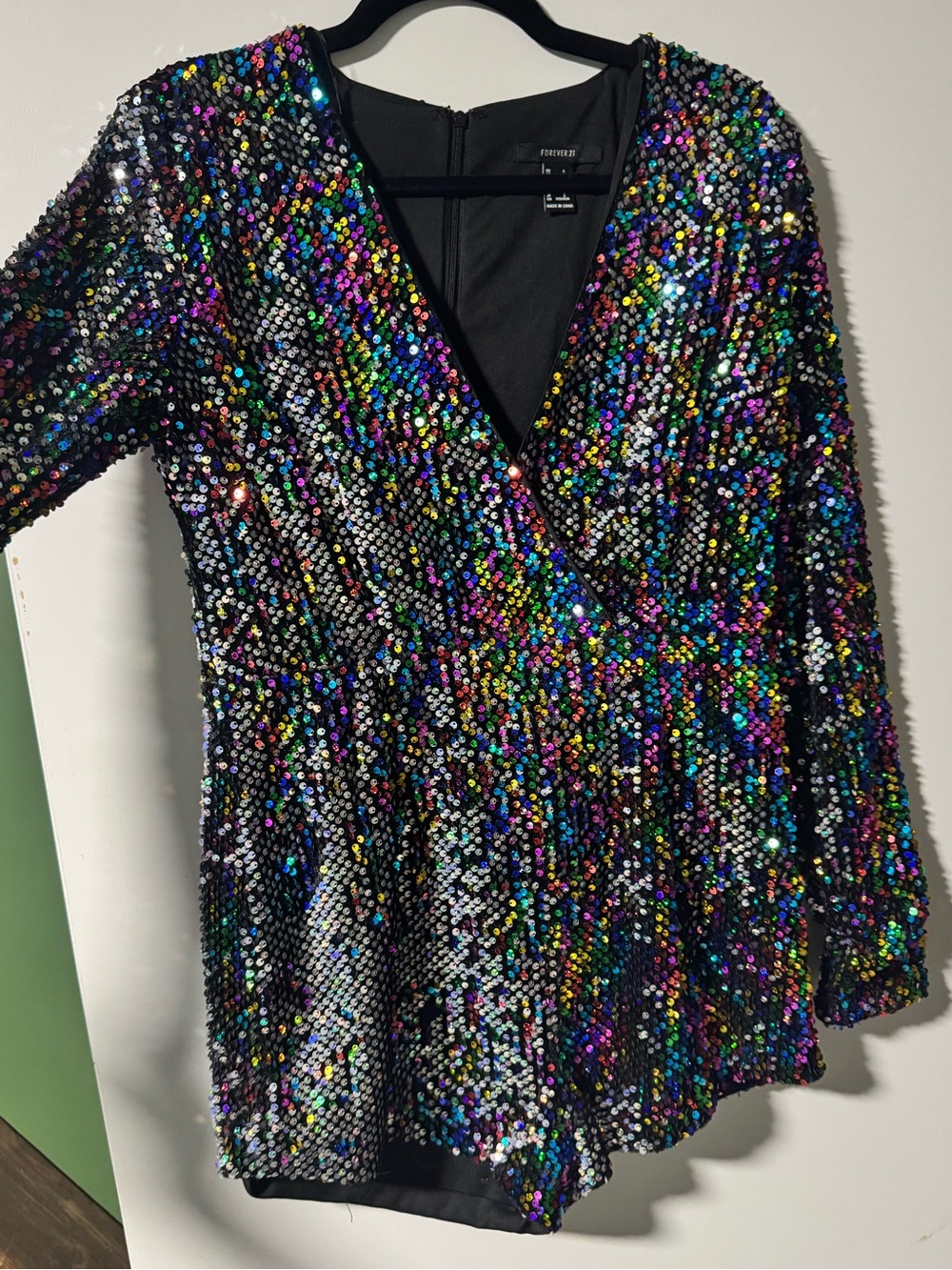 Forever 21 Black Multicolor Sequin Romper